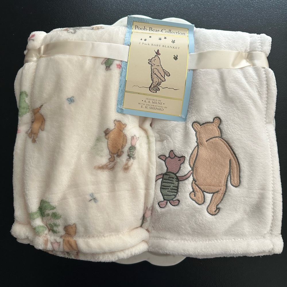 Pooh-Bear-Collection ~ Pooh & Piglet 2 pack Baby Blankets
